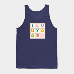 I LOVE YOU LETTERING WORDS PUZZLE Retro Vintage Valentines Day Game - UnBlink Studio by Jackie Tahara Tank Top